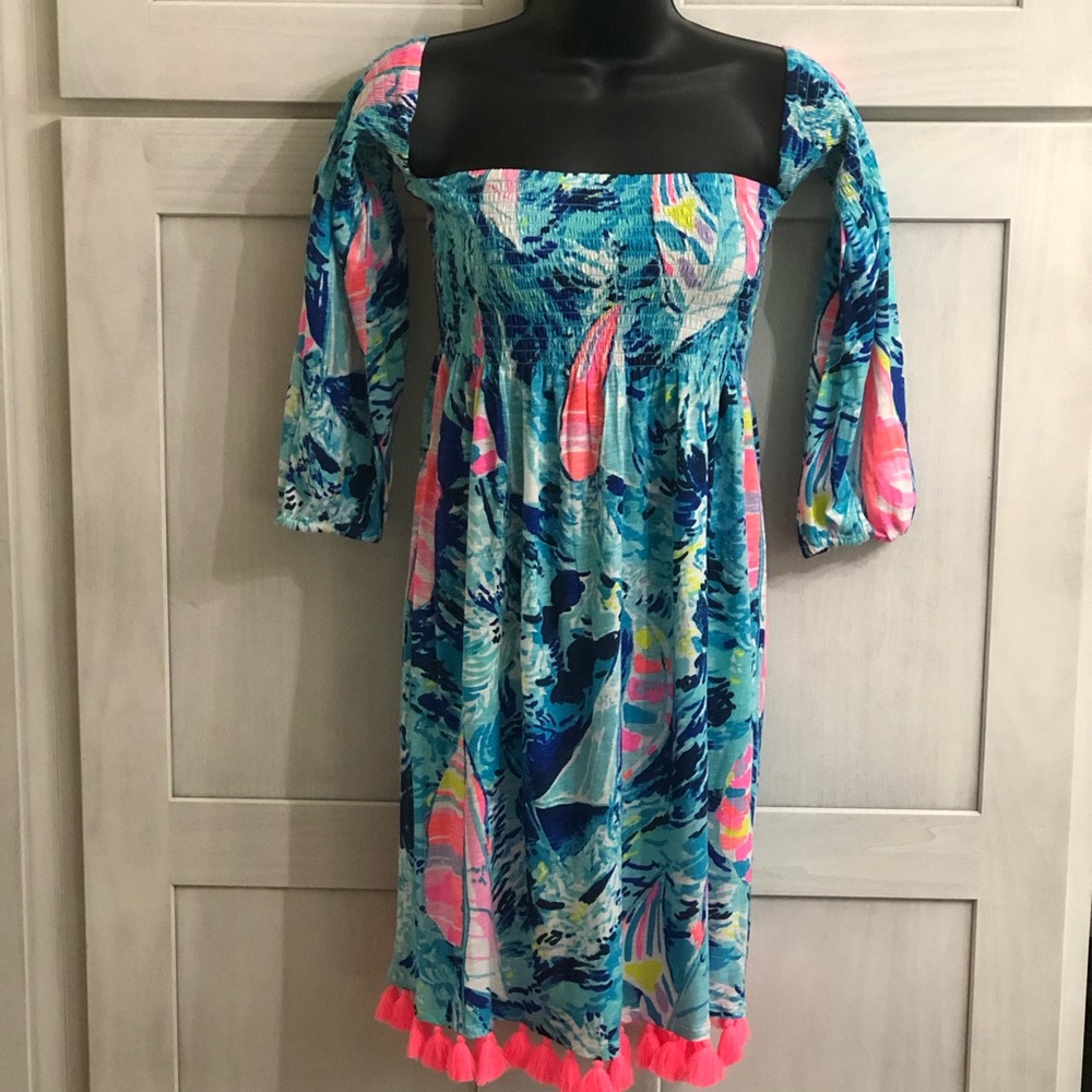 Lilly Pulitzer Off Shoulder Midi Dress or Swimsuit Cover Up Size Small